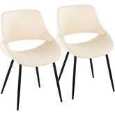 Fabrico Dining Accent Chair in Black Metal & Cream Leatherette (Set of 2)